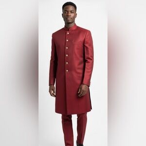KISAH Elegant Maroon Button-Up  sherwani  Jacket